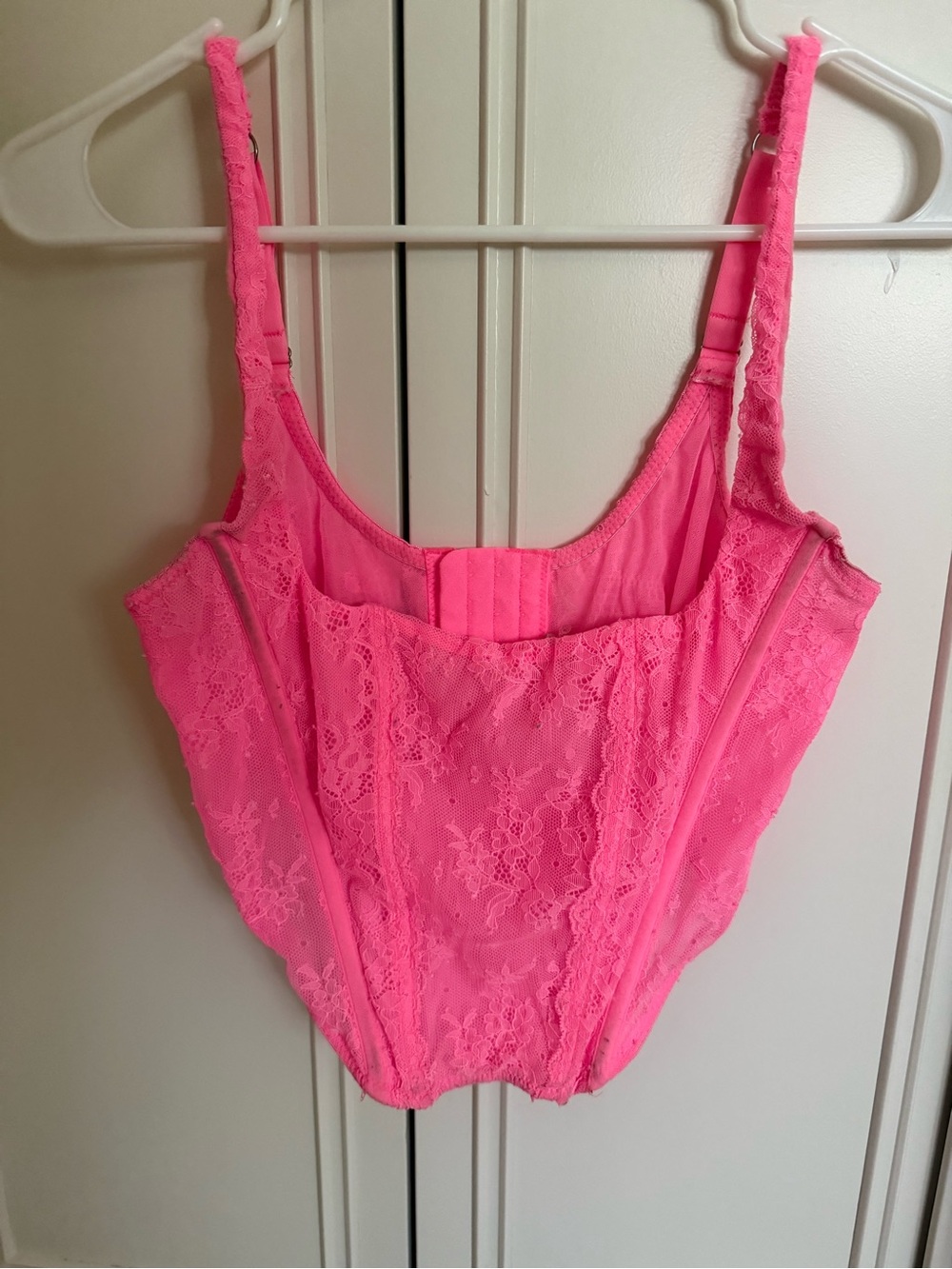 Pink Lace Bodysuit Corset Top